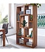 Wohnling massief houten boekenkast Sheesham 90 x 180 cm Living-shelf trays ontwerp landelijke stijl staan rekken