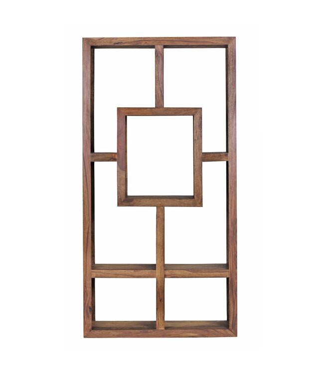 Wohnling massief houten boekenkast Sheesham 90 x 180 cm Living-shelf trays ontwerp landelijke stijl staan rekken