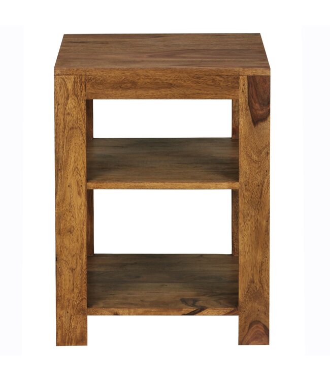 Wohnling vrijstaande plank MUMBAI massief houten sheesham 60 cm woonkamerplank met 2 opbergvakken design landelijke stijl bijzettafel