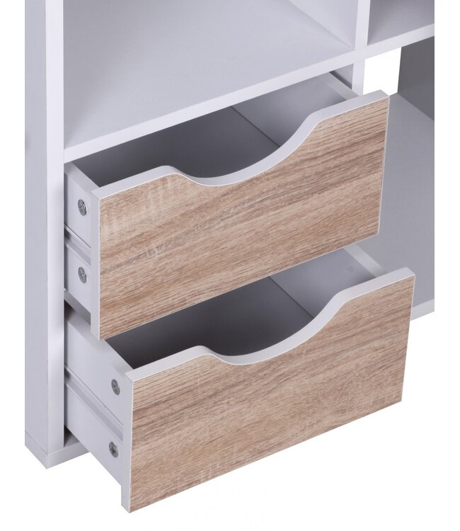 Wohnling boekenkast MASSA 60 x 120 x 29 cm Wit Sonoma eiken met lades en deur