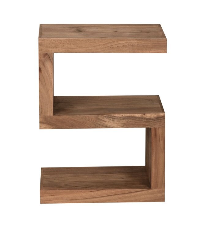Wohnling bijzettafel MUMBAI massief houten acacia S Cube 60 cm hoge salontafel design bruine salontafel in landelijke stijl