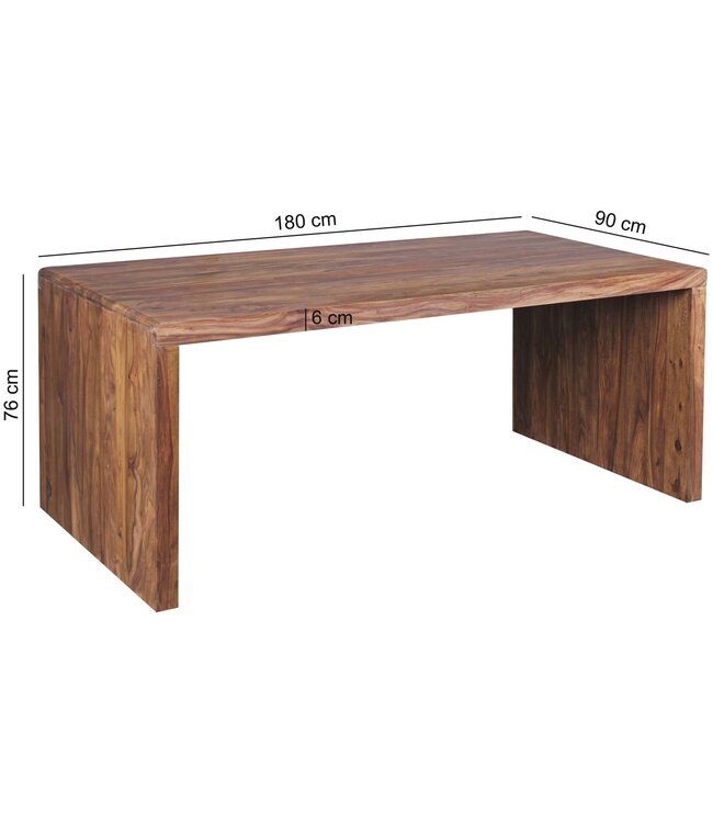 Wohnling bureau BOHA massief hout Sheesham computer tafel 180 cm breed echt hout ontwerp archief kantoor tafel landelijke stijl