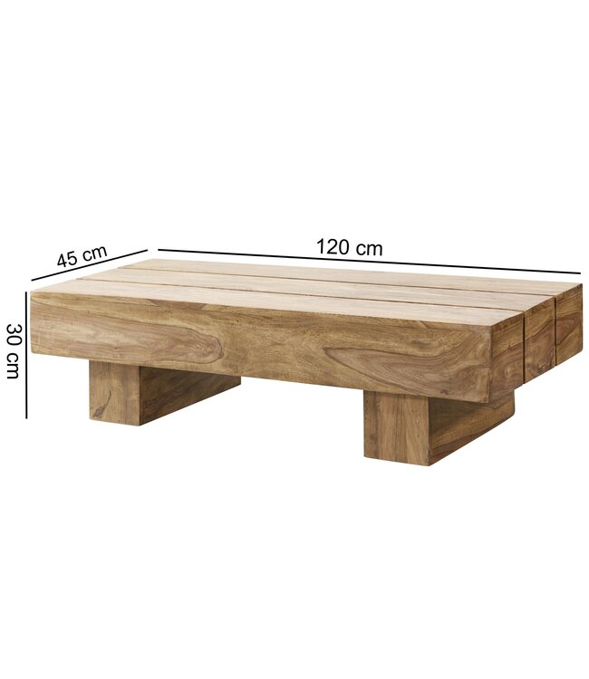 Wohnling salontafel massief acaciahout 120 cm breed design woonkamertafel donkerbruin bijzettafel in landhuisstijl