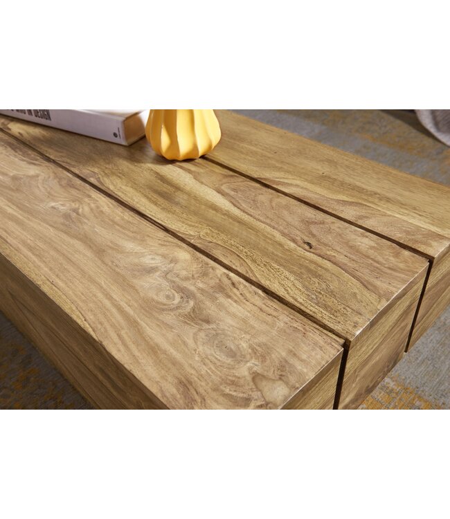 Wohnling salontafel massief acaciahout 120 cm breed design woonkamertafel donkerbruin bijzettafel in landhuisstijl