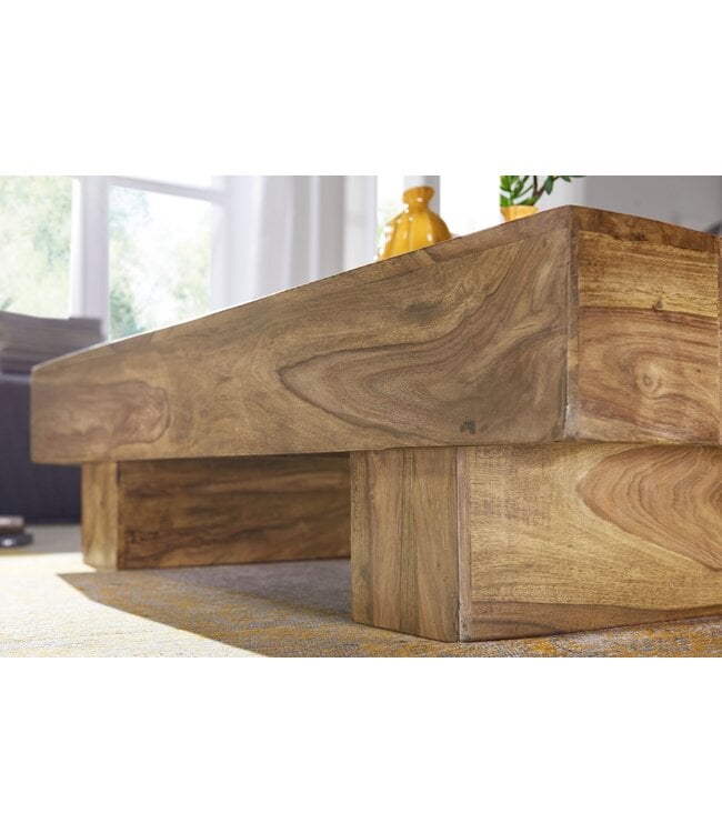 Wohnling salontafel massief acaciahout 120 cm breed design woonkamertafel donkerbruin bijzettafel in landhuisstijl