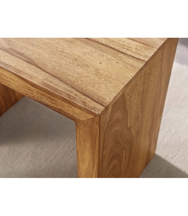 Wohnling set van 3 bijzettafels MUMBAI massief houten acacia woonkamertafel landelijke stijl bijzettafel donkerbruin natuurlijk hout