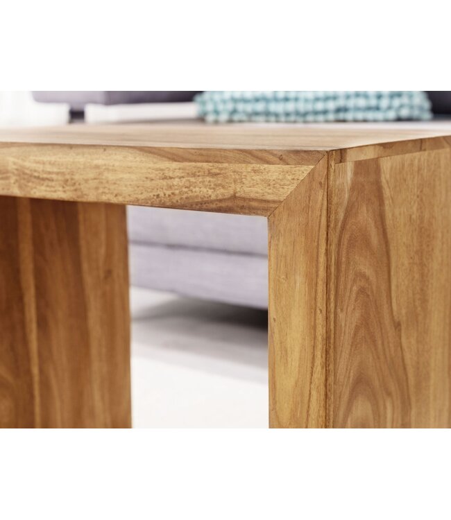 Wohnling set van 3 bijzettafels MUMBAI massief houten acacia woonkamertafel landelijke stijl bijzettafel donkerbruin natuurlijk hout