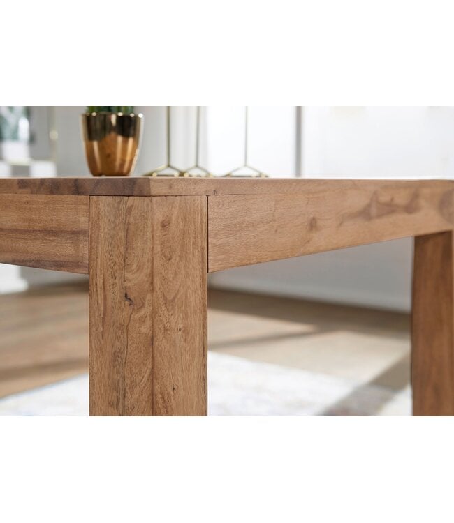 Wohnling eettafel MUMBAI massief hout acacia 80 cm eetkamertafel houten tafel design keukentafel landelijke stijl donkerbruin