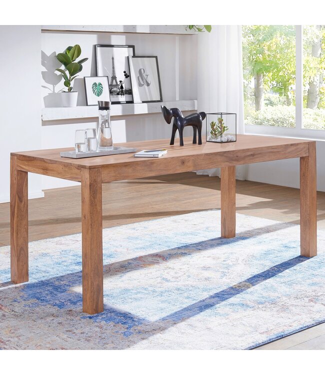 Wohnling eettafel massief houten acacia 120cm eettafel houten tafel Ontwerp keukentafel landelijke stijl donkerbruin