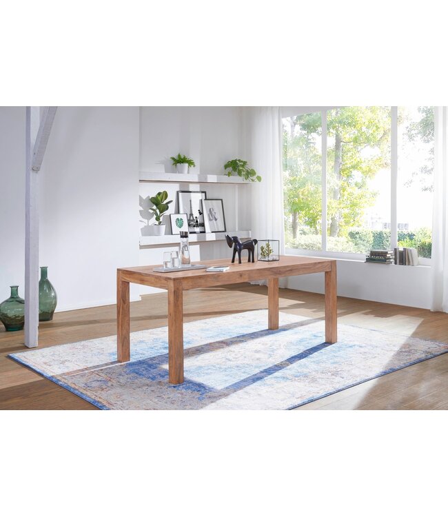Wohnling eettafel massief houten acacia 120cm eettafel houten tafel Ontwerp keukentafel landelijke stijl donkerbruin