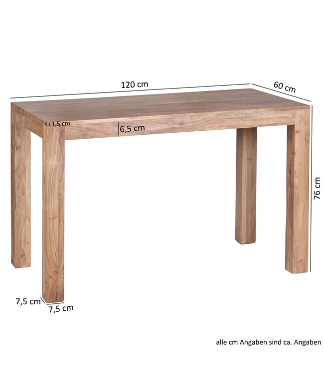 Wohnling eettafel massief houten acacia 120cm eettafel houten tafel Ontwerp keukentafel landelijke stijl donkerbruin