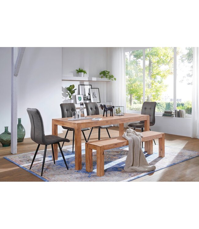 Wohnling eettafel massief houten acacia 120cm eettafel houten tafel Ontwerp keukentafel landelijke stijl donkerbruin