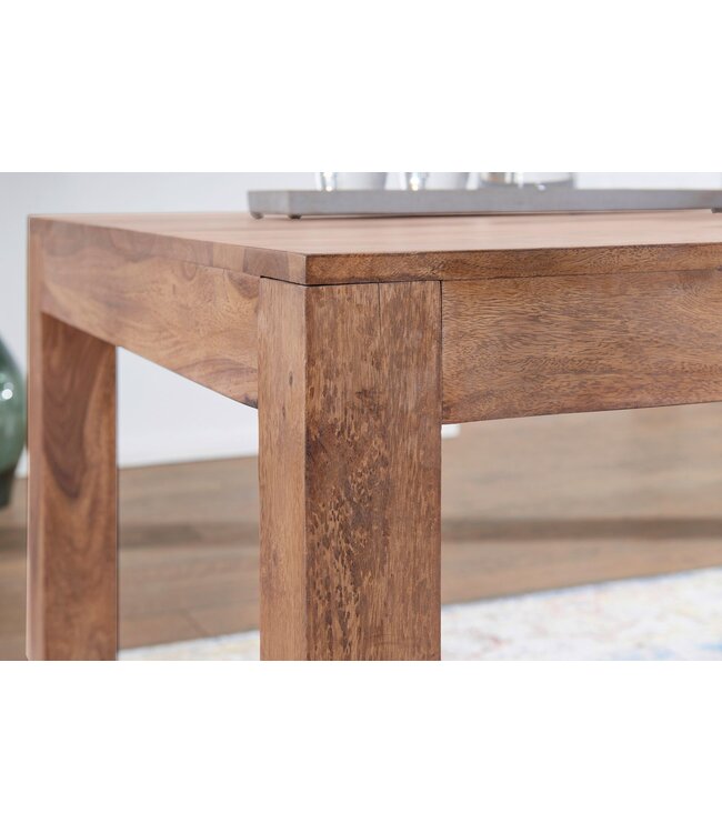 Wohnling eettafel massief houten acacia 120cm eettafel houten tafel Ontwerp keukentafel landelijke stijl donkerbruin