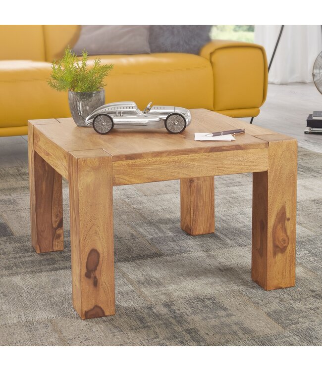 Wohnling massief houten salontafel Acacia 60 cm brede eettafel Ontwerp bruin landelijke stijl tafel natuur