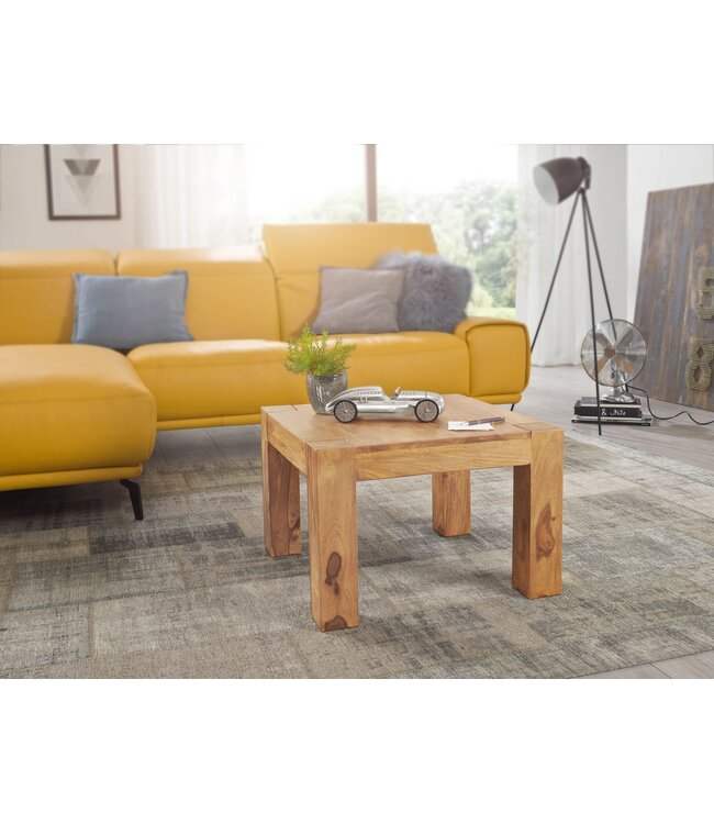 Wohnling massief houten salontafel Acacia 60 cm brede eettafel Ontwerp bruin landelijke stijl tafel natuur