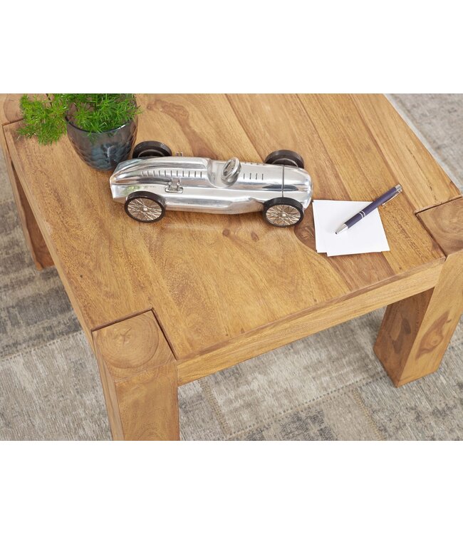Wohnling massief houten salontafel Acacia 60 cm brede eettafel Ontwerp bruin landelijke stijl tafel natuur
