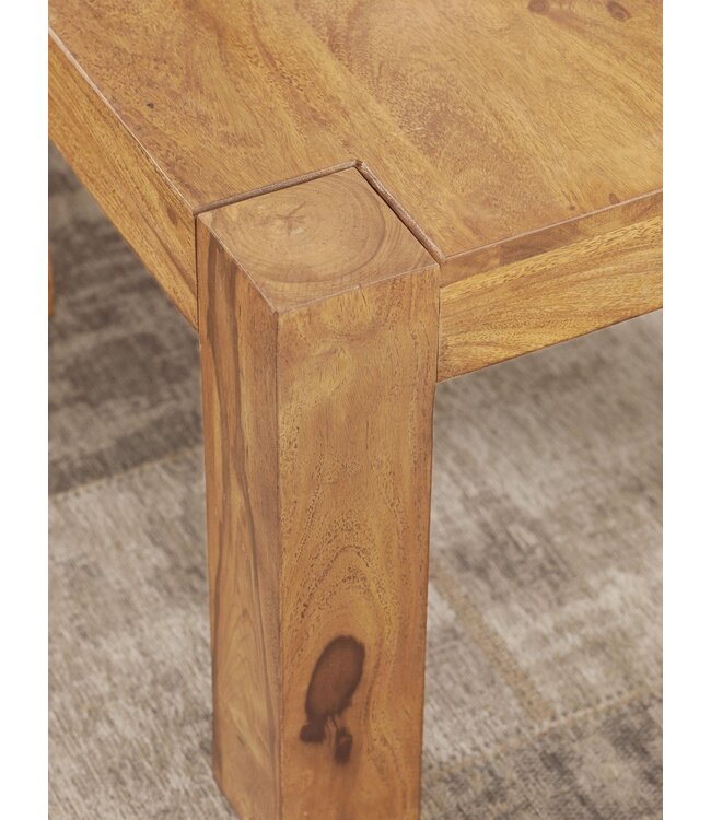 Wohnling massief houten salontafel Acacia 60 cm brede eettafel Ontwerp bruin landelijke stijl tafel natuur