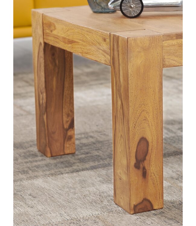 Wohnling massief houten salontafel Acacia 60 cm brede eettafel Ontwerp bruin landelijke stijl tafel natuur
