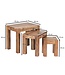 Wohnling set van 3 MUMBAI bijzettafels massief hout acacia woonkamertafel landelijke stijl bijzettafel donkerbruin natuurlijk hout