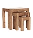 Wohnling set van 3 MUMBAI bijzettafels massief hout acacia woonkamertafel landelijke stijl bijzettafel donkerbruin natuurlijk hout
