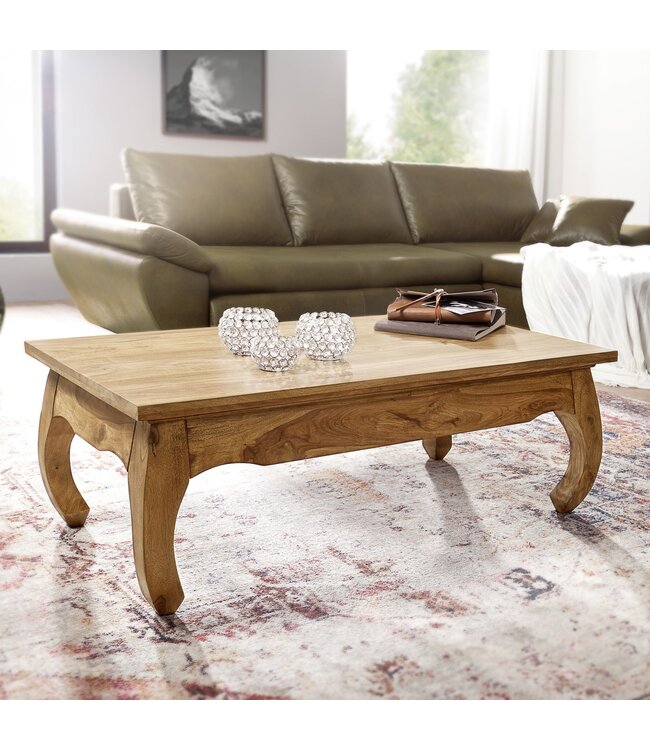 Wohnling salontafel massief hout acacia 110 cm breed salontafel design natuurproduct landelijke stijl bijzettafel