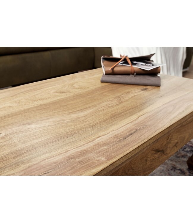 Wohnling salontafel massief hout acacia 110 cm breed salontafel design natuurproduct landelijke stijl bijzettafel