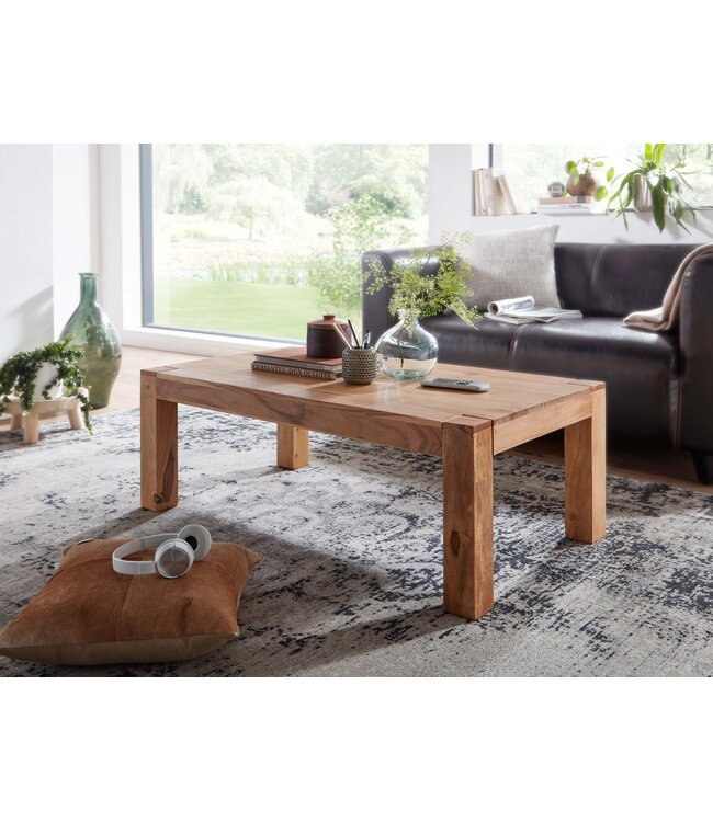 Wohnling salontafel MUMBAI massief hout acacia 110 cm breed salontafel design natuurproduct landelijke stijl bijzettafel