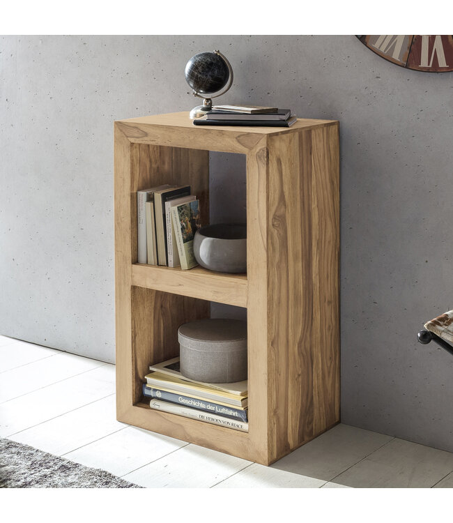 Wohnling stand plank MUMBAI massief hout acacia 88 cm hoog 2 planken design houten plank natuurproduct bijzettafel landhuisstijl