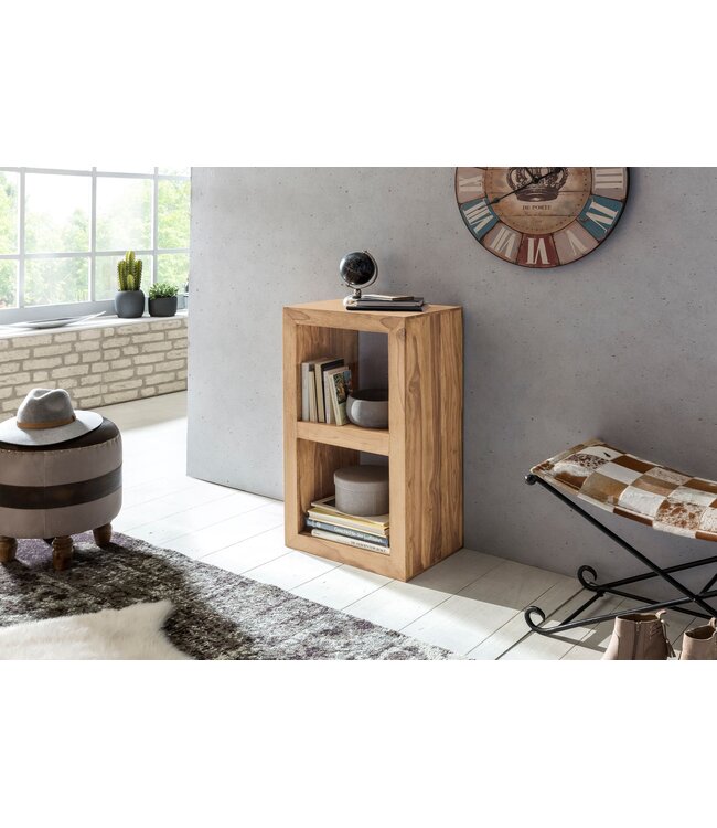 Wohnling stand plank MUMBAI massief hout acacia 88 cm hoog 2 planken design houten plank natuurproduct bijzettafel landhuisstijl