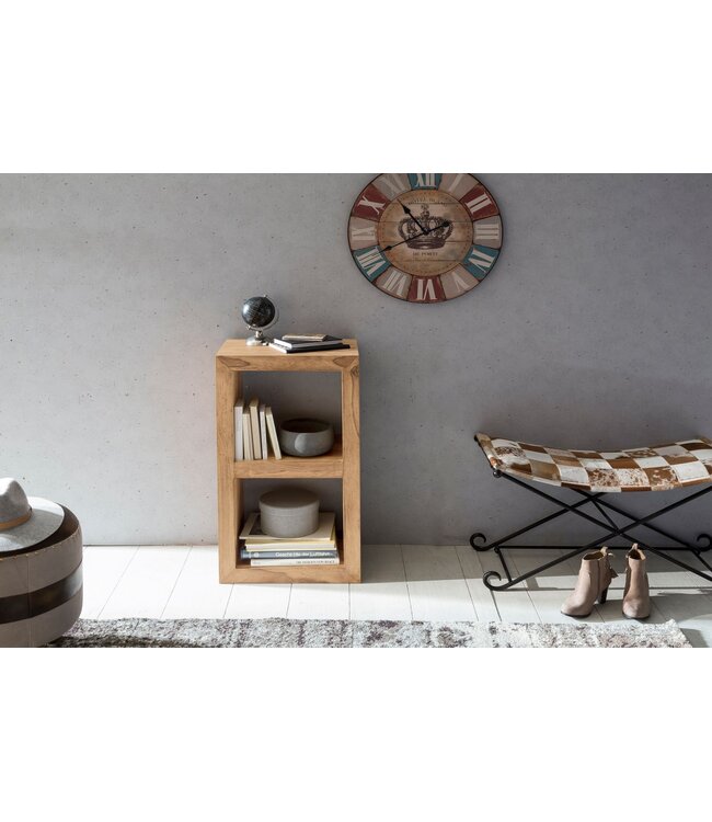 Wohnling stand plank MUMBAI massief hout acacia 88 cm hoog 2 planken design houten plank natuurproduct bijzettafel landhuisstijl