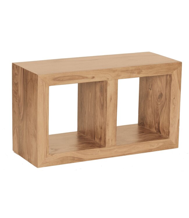 Wohnling stand plank MUMBAI massief hout acacia 88 cm hoog 2 planken design houten plank natuurproduct bijzettafel landhuisstijl