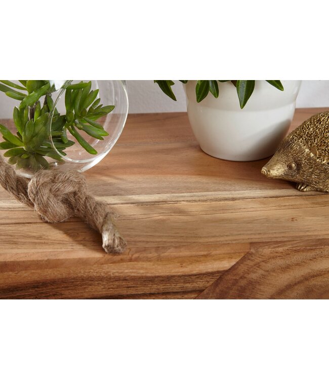 Wohnling bijzettafel MUMBAI massief houten acacia E Cube 60 cm hoge salontafel design bruine salontafel in landelijke stijl