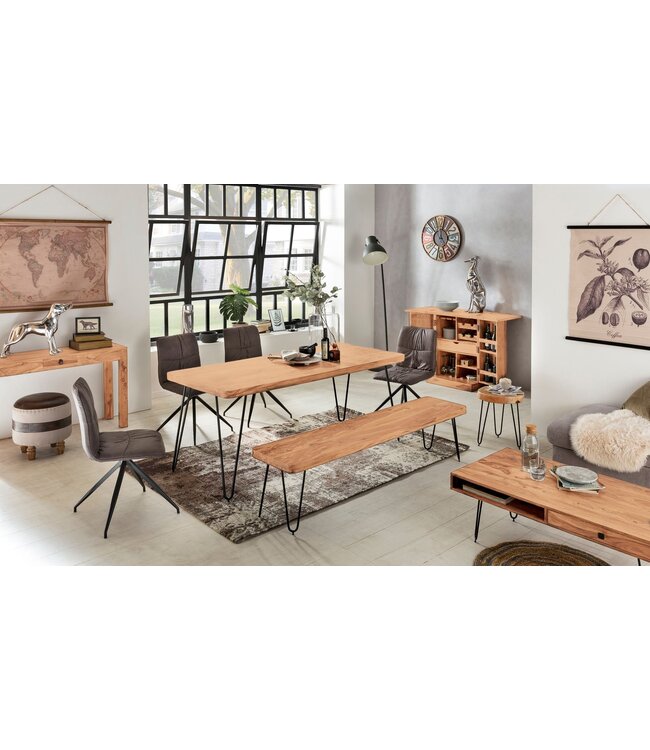Wohnling Wandtafel Massief houten acacia console met 1 lade bureau 120 x 40 cm landelijke stijl dressoir