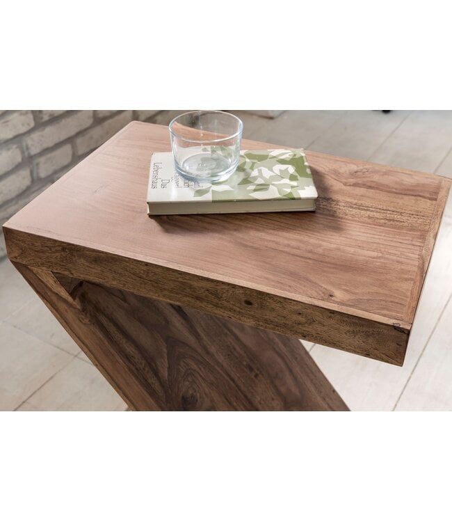 Wohnling bijzettafel MUMBAI massief houten acacia Z Cube 60cm hoge salontafel design bruine salontafel in landelijke stijl