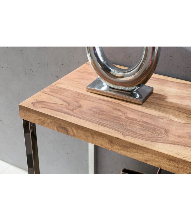 Wohnling consoletafel GUNA massief houten acacia console met metalen poten bureau 120 x 45 cm landelijke dressoir