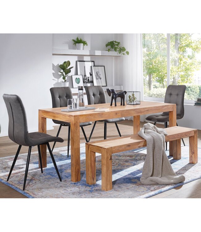 Wohnling eetkamerbank MUMBAI massief hout acacia 120 x 45 x 35 cm houten bank natuurproduct Keukenbank in landhuisstijl