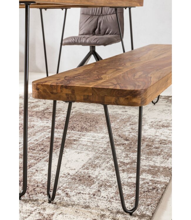 Wohnling eetkamerbank BAGLI massief hout Sheesham 120 x 45 x 40 cm houten bank natuurproduct Keukenbank in landhuisstijl