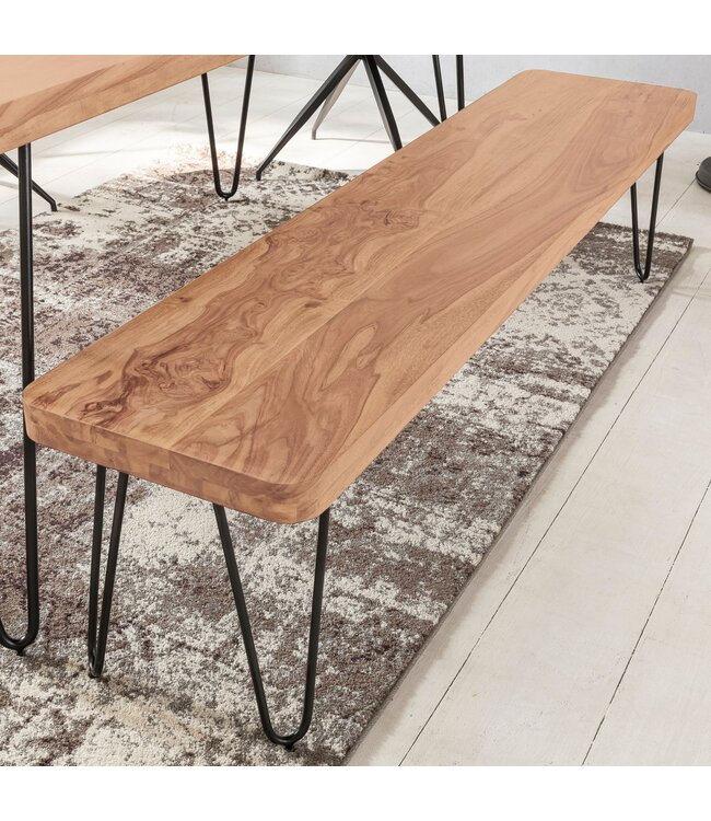 Wohnling eetkamerbank BAGLI massief hout acacia 120 x 45 x 40 cm houten bank natuurproduct Keukenbank in landhuisstijl