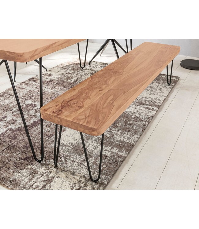 Wohnling eetkamerbank BAGLI massief hout acacia 120 x 45 x 40 cm houten bank natuurproduct Keukenbank in landhuisstijl