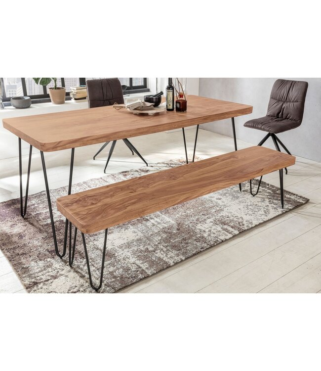Wohnling eetkamerbank BAGLI massief hout acacia 120 x 45 x 40 cm houten bank natuurproduct Keukenbank in landhuisstijl