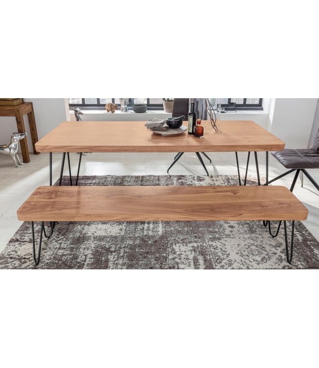 Wohnling eetkamerbank BAGLI massief hout acacia 120 x 45 x 40 cm houten bank natuurproduct Keukenbank in landhuisstijl