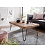 Wohnling salontafel BAGLI massief houten acacia 115 cm brede salontafel design metalen poten landelijke stijl bijzettafel