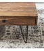 Wohnling Salontafel BAGLI Massief Hout Sheesham 110 cm breed Woonkamer Tafel Design Metalen Poten Landelijke Stijl Bijzettafel Lade