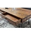 Wohnling Salontafel BAGLI Massief Hout Sheesham 110 cm breed Woonkamer Tafel Design Metalen Poten Landelijke Stijl Bijzettafel Lade