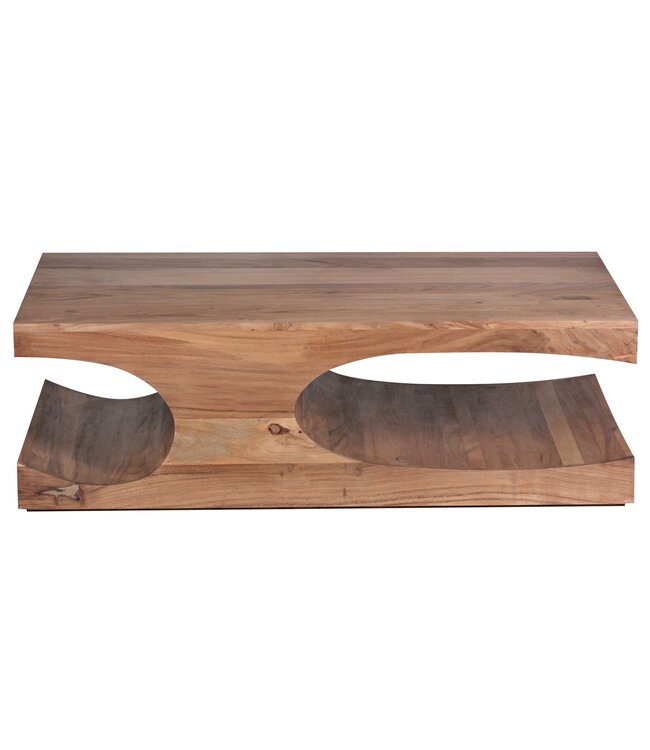 Wohnling massief houten salontafel Acacia 118 cm brede eettafel ontwerp donkerbruin landelijke stijl tafel