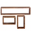 Wohnling design wandplank set van 3 BOHA massief houten planken sheesham landelijke stijl | Rustieke wandplankenset hout | Hangplank vierkant echt hout | Wandplanken | Hangende dobbelstenen | Plankwanddozen vierkant