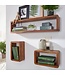 Wohnling design wandplank set van 3 BOHA massief houten planken sheesham landelijke stijl | Rustieke wandplankenset hout | Hangplank vierkant echt hout | Wandplanken | Hangende dobbelstenen | Plankwanddozen vierkant