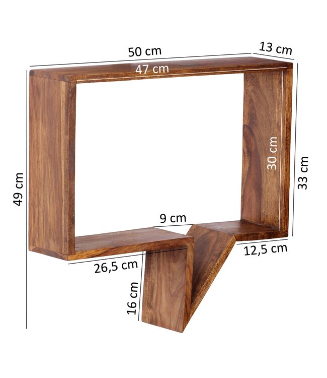 Wohnling set van 2 wandplanken MUMBAI massief houten sheesham houten plank landelijke huisstijl hangende plank echte houten wandplank natuurlijk product