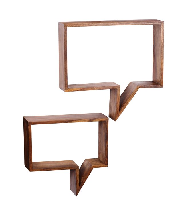Wohnling set van 2 wandplanken MUMBAI massief houten sheesham houten plank landelijke huisstijl hangende plank echte houten wandplank natuurlijk product