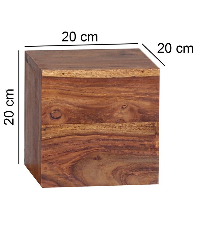 Wohnling set van 4 wandplanken MUMBAI massief houten sheesham houten plank landelijke stijl hangende plank 25cm en 20cm echt houten wandbord